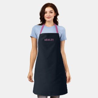 Tablier Nom personnalisé rose marine profonde
