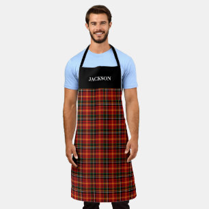Tablier Nom personnalisé rouge Plaid