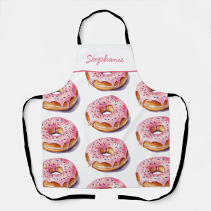 Tablier Nom personnalisé tendance Watercolor Motif Donut