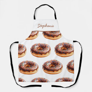 Tablier Nom personnalisé tendance Watercolor Motif Donut