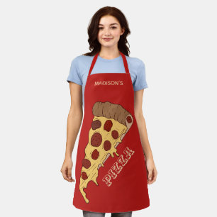 Tablier Nom personnalisé, texte et couleur Pizza Slice ta