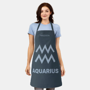 Tablier Nom personnalisé / Texte Symbole zodiaque Aquarius