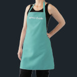Tablier Nom personnalisé texte turquoise blanc minimaliste<br><div class="desc">Personnaliser Nom texte monogramme minimaliste élégant turquoise blanc Apron Personnaliser,  personnalisez avec nom,  citation,  phrase ou texte. Idéal pour cuisiniers,  chefs,  poteries,  céramiques,  artisanat,  travail,  cuisine,  boulangerie,  barbecue,  grill,  mais aussi pour les entreprises et les magasins,  etc</div>