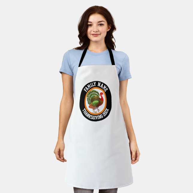 Tablier Nom personnalisé Thanksgiving Turkey Apron (Porté)