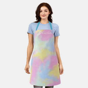 Tablier Nom personnalisé Tie Dye Rainbow Mens Femme