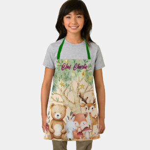 Tablier Nom personnalisé Whimsical Woodland Forest Animaux