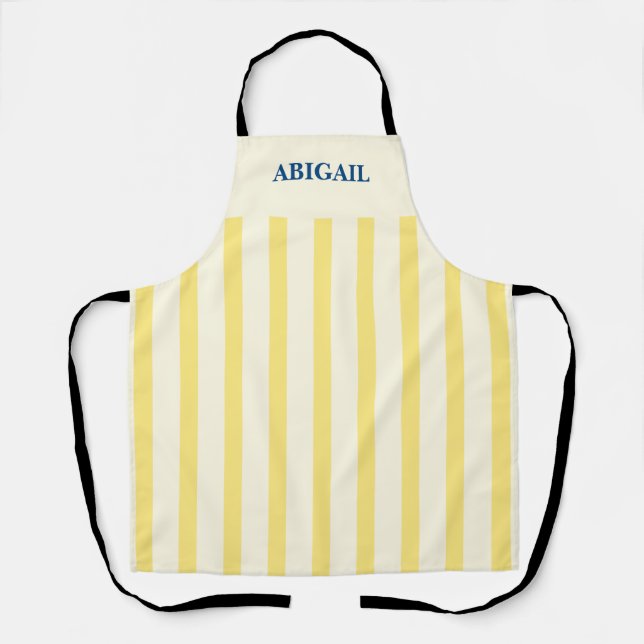 Tablier Nom Rayures Jaunes Vintage (Recto)