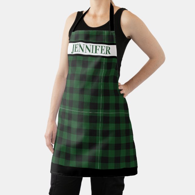Tablier Nom rustique de plaid noir de buffle vert de vacan (Insitu)