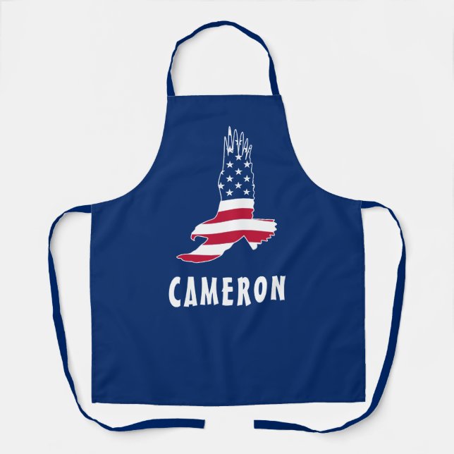Tablier Nom USA Drapeau American Eagle Amérique 4 juillet (Recto)