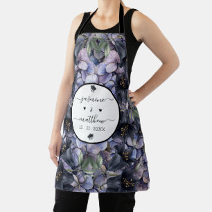 Tablier Noms de Couple Classiques Floraux Noirs et Lunatiq