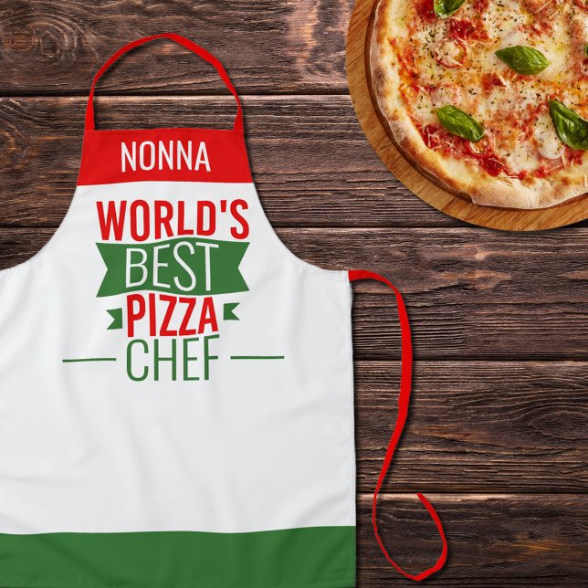 Tablier Nonna - Meilleur chef de pizza du monde - rouge bl (Créateur téléchargé)