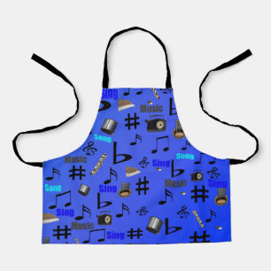 Tablier Notes Et Instruments De Musique Bleus, Apron Enfan