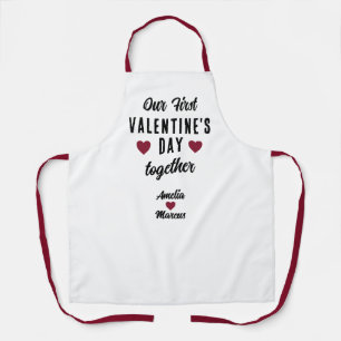 Tablier Notre première Saint Valentin Ensemble Coeurs roug