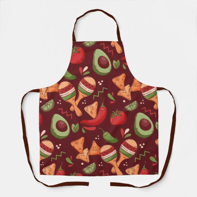 Tablier Nourriture Mexicaine Rouge Et Verte (Recto)
