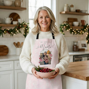 Tablier Nous t'aimons maman Floral Photo Keepsaké rose