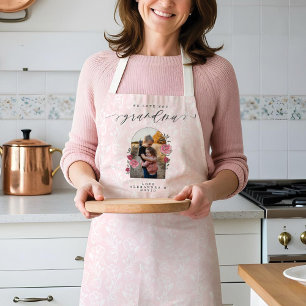 Tablier Nous Vous Aimons Grand-Mère Floral Photo Keepsaké 