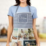 Tablier NOUS VOUS AIMONS MUM Famille Photo Collage Script<br><div class="desc">Un cadeau parfait pour la Fête des Mères,  Anniversaire ou Fêtes : Un tablier moderne et doux customisé de dix de vos photos préférées ainsi qu'un message,  les noms de la meilleure maman jamais. C'est la version rayée bleu et blanc poussiéreux.</div>