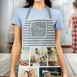 Tablier NOUS VOUS AIMONS NANA Photo Collage Dusty Grey Blu