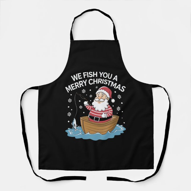 Tablier Nous vous pêchons un joyeux Noël Pêcheur Pêche  (Recto)