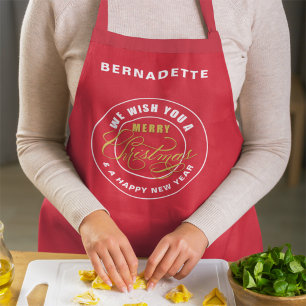 Tablier Nous vous souhaitons un joyeux Noël rouge