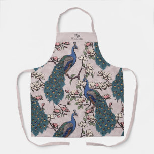 Tablier Nouveau marié M. et Mme Floral Peacock Blush Pink