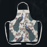 Tablier Nouveau marié M. et Mme Floral Peacock Ivory<br><div class="desc">Ce nouvel appartement en ivoire de M. et Mme Floral Peacock présente des paons bleus et turquoises perchés sur des branches d'arbres de Magnolia en pleine floraison, dessinés à la main à l'encre noire. Élégant arrière - plan d'ivoire. Personnalisez avec M. ou Mme et le nom de famille de la...</div>