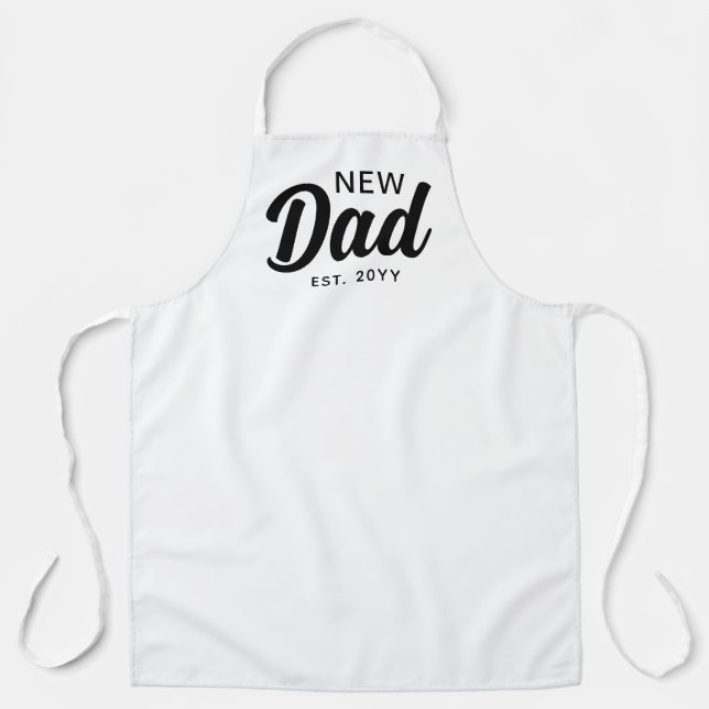 Tablier Nouveau papa 1ère fois Père blanc Script Custom Ch (Recto)