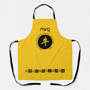 Tablier NOUVEL AN CHINOIS   Monogramme JAUNE   Année de l'