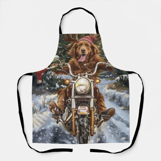 Tablier Nouvelle-Écosse Moto à chiens Noël (Recto)
