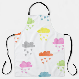 Tablier Nuages de rêve : pluie cardiaque aquarelle