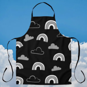 Tablier Nuages gris et arcs-en-ciel sur aire noire