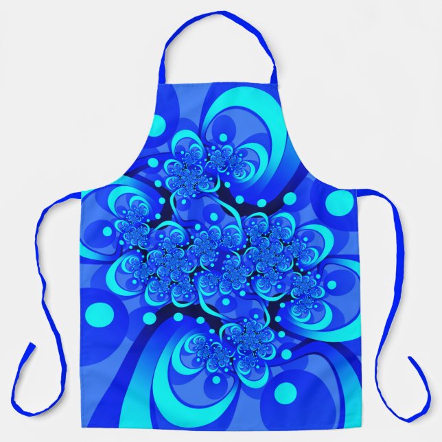 Tablier Nuances de bleu Art fractal abstrait moderne (Recto)