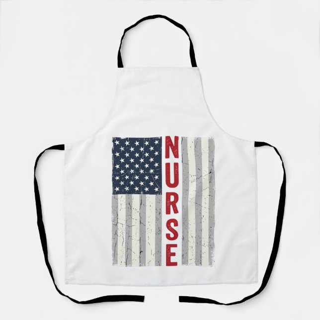 Tablier Nurse Drapeau Américain Vintage Gravure Design de  (Recto)