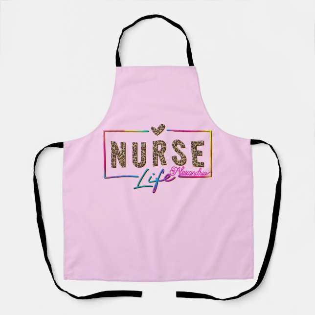 Tablier "Nurse Life" en Elegant Rainbow Colors (Recto)