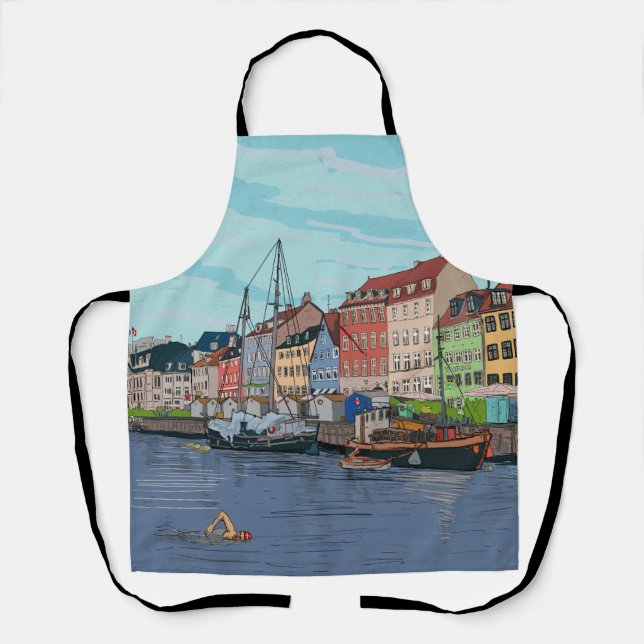 Tablier Nyhavn Copenhagen Danemark Illustration lunaire (Recto)