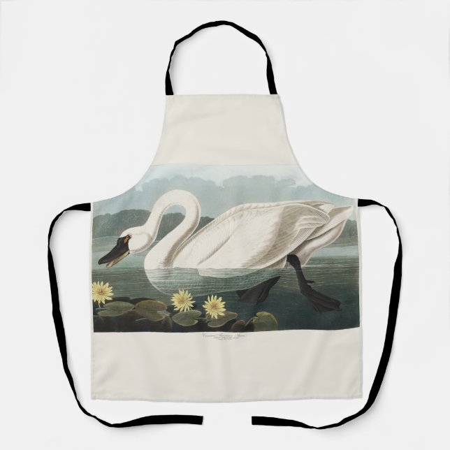 Tablier Nymphéa Cygne Blanc Audubon Vintage Art (Recto)