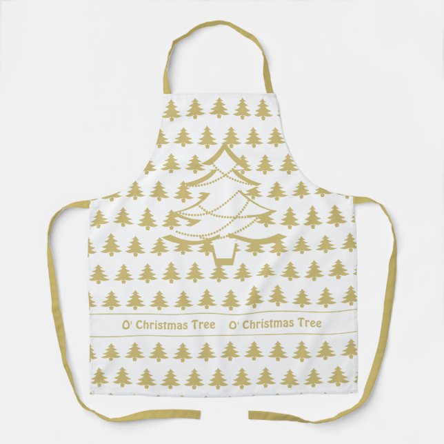 Tablier O' Christmas Tree Gold/Blanc Motif Iconique (Recto)