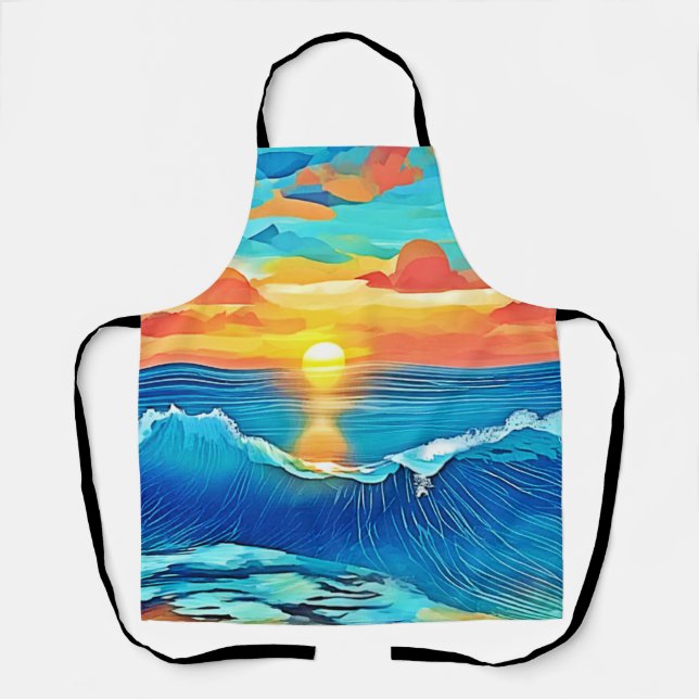 Tablier Ocean Sunset Wave Art (Recto)