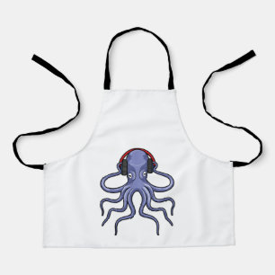 Tablier Octopus en musique avec casque
