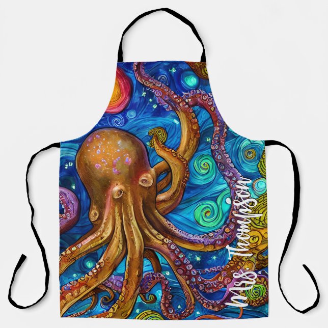 Tablier Octopus Ocean Sea Animal Nom personnalisé (Recto)