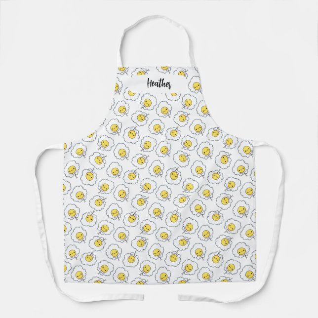 Tablier Oeuf frit Motif alimentaire Kawaii (Recto)