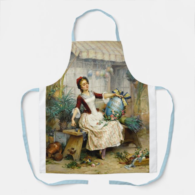 Tablier Oeufs de Pâques, peinture vintage d'art (Recto)