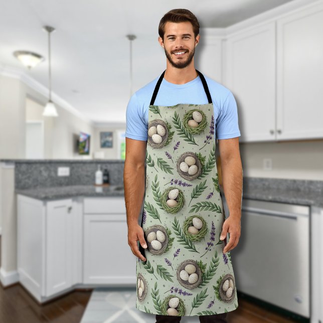 Tablier Œufs de Pâques Vert Sauge Simple Nid de Lavande (Créateur téléchargé)
