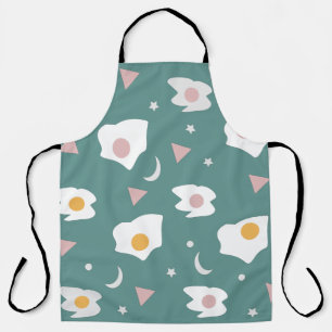 Tablier Oeufs Lune Étoiles Dîner Motif Green Apron