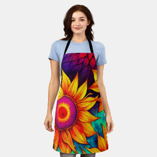 Tablier Œuvre d'art élégante et colorée de tournesol Fleur