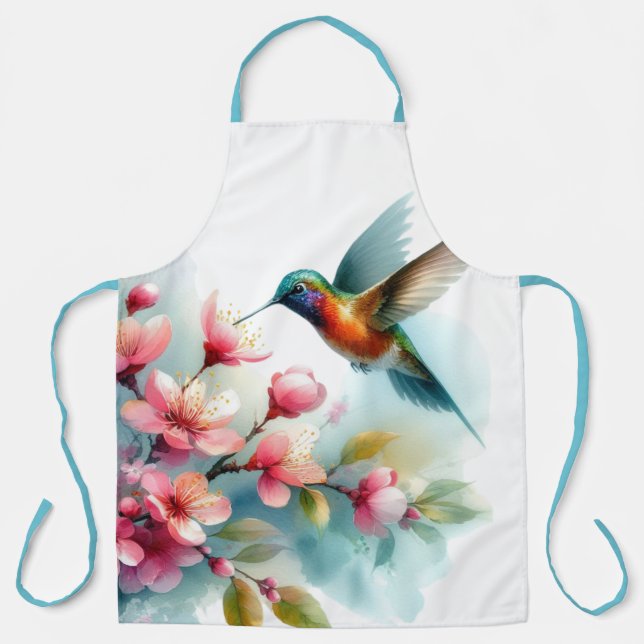 Tablier OEuvre florale/printanière de colibri (Recto)