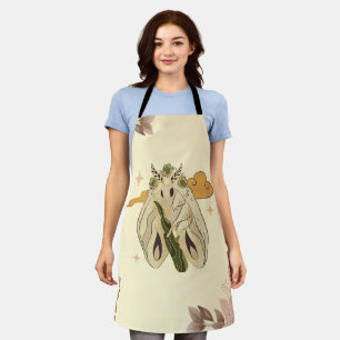 Tablier Oeuvre Graphique Mystique, Moth Façore Beige