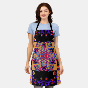 Tablier Oeuvre graphique violette et noire, Violet Nature