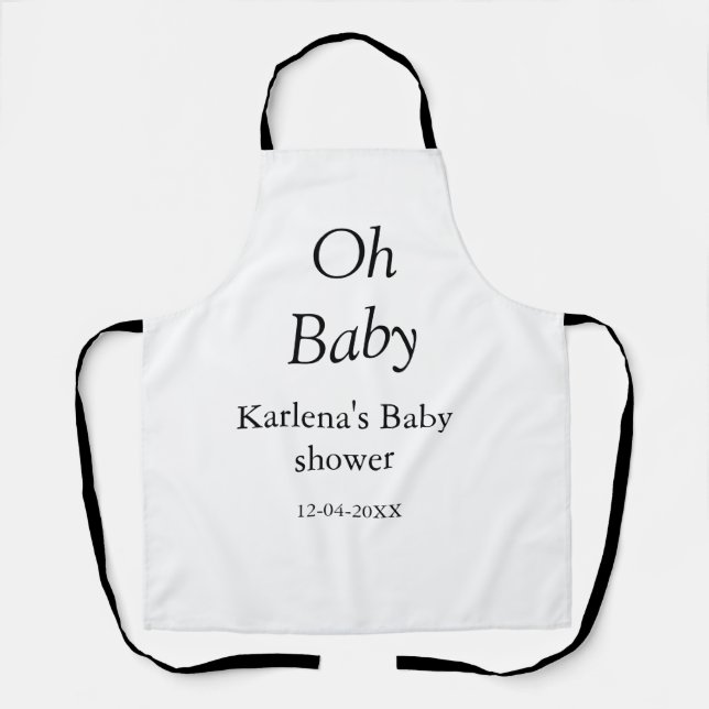 Tablier Oh bébé ajouter nom baby shower date simple minimu (Recto)
