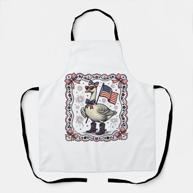 Tablier Oie patriotique gravure vintage (Recto)